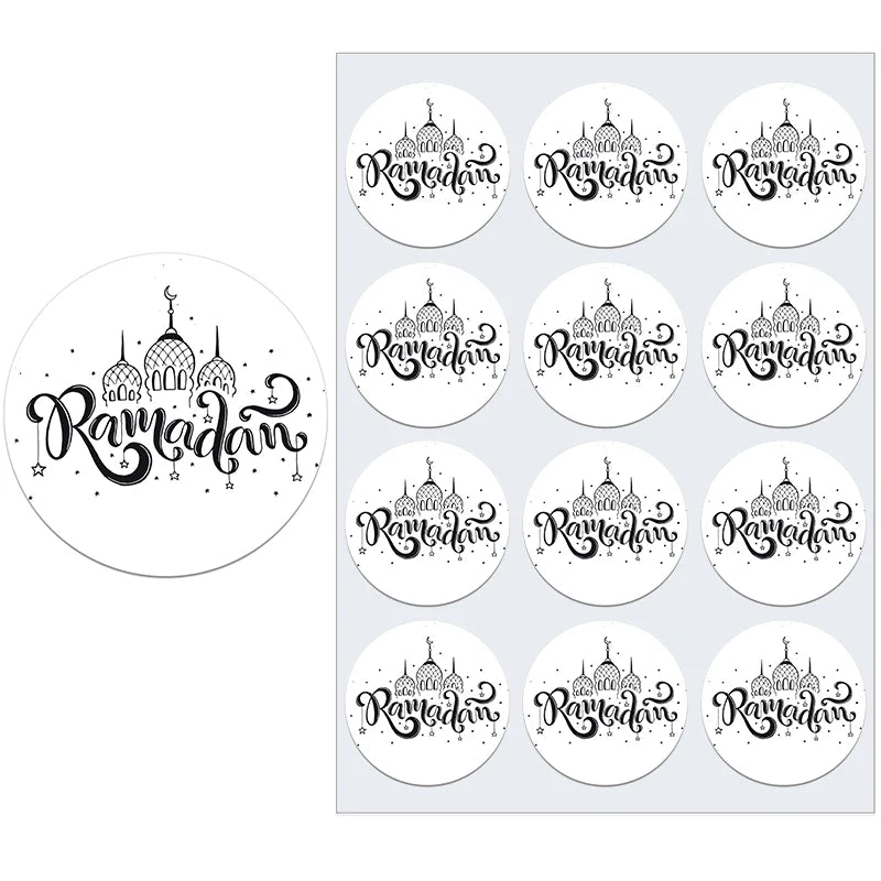 3.5/4.5cm Ramadan Mubarak Decorative Stickers Ramadan Kareem Muslim Religion Festival Holidays Greeting Card Decor