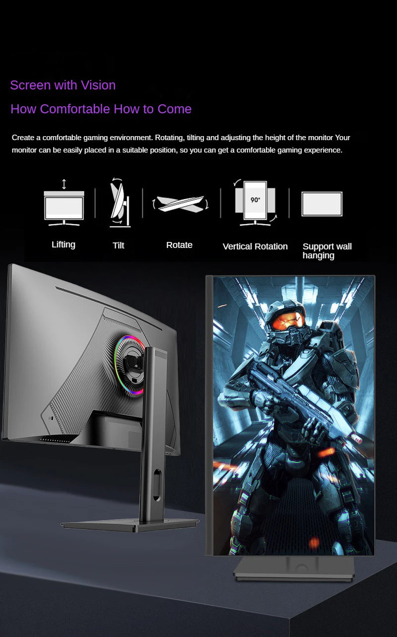 Dynamic RGB 23.8 27" FHD 165Hz Gaming Monitor1ms MPRT IPS Panel with AMD FreeSync for Battle Station Setup