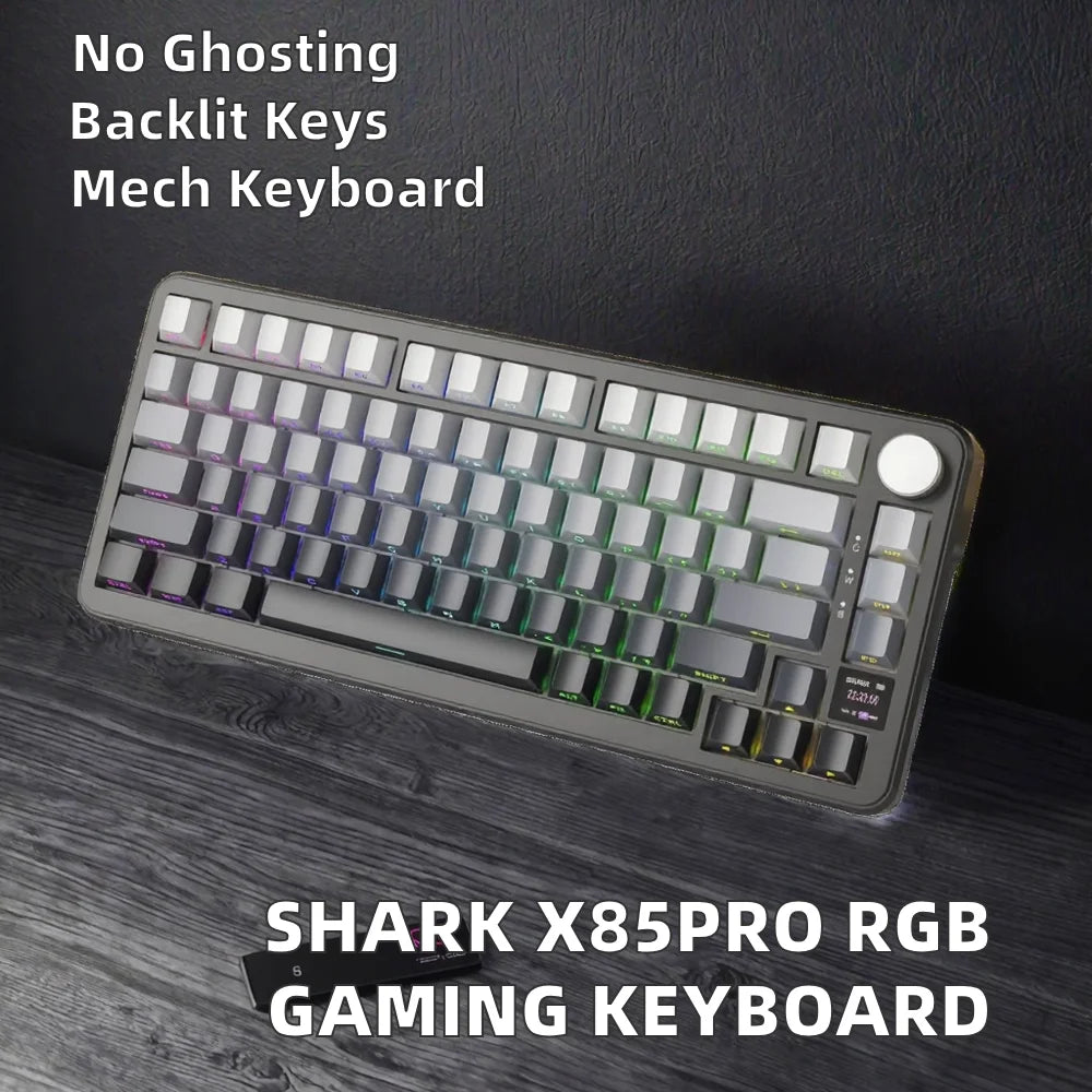 Attack Shark X85PRO RGB Backlight Gaming Mechanical Keyboard Gasket Structure with Hot Swap Alloy Knob English Display Screen