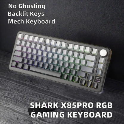 Attack Shark X85PRO RGB Backlight Gaming Mechanical Keyboard Gasket Structure with Hot Swap Alloy Knob English Display Screen