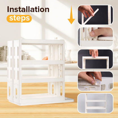 AMZ Bset Sale Cabinet Folding Spice Jar Rack 4 Layers Seasoning Storage Rack European Seasoning Kitchen Rotary Storage Rack