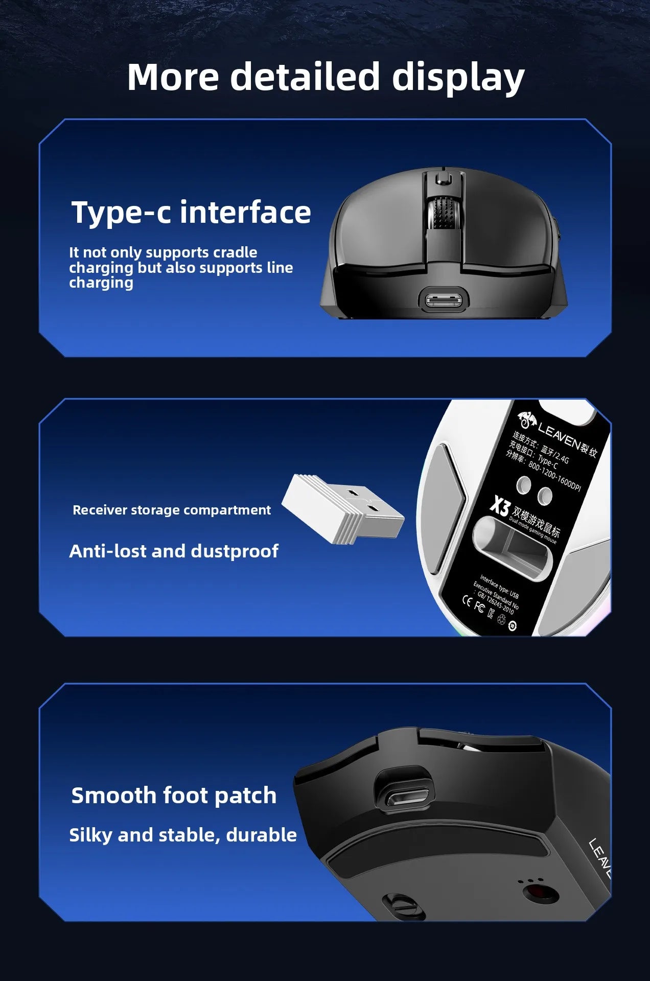 Hot Sale Lightweight Cross-Border Crack Gaming Mouse 2.4G Dual-Mode Charging Light Base for Office & Gaming