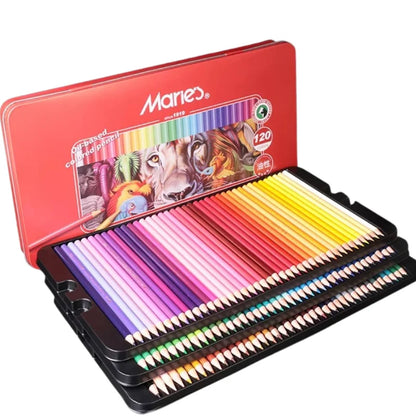 Maries Standard Colored Pencils Set-24 Colors Artist Grade-Wood Body Case Digital Printing Model 7524 Drawing Sketching