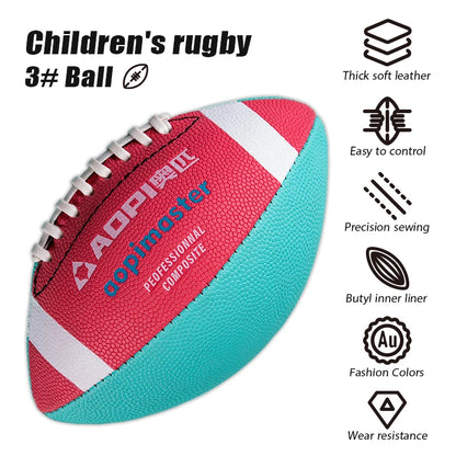Children's American Size 3 Rugby Football Pink and Blue with Leather Material