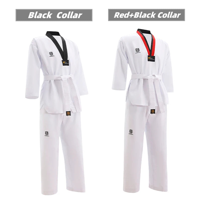 High Quality Black Stretch Dobok Breathable Karate Training Uniform Taekwondo Suits for Kids Adults Martial Arts Equipment