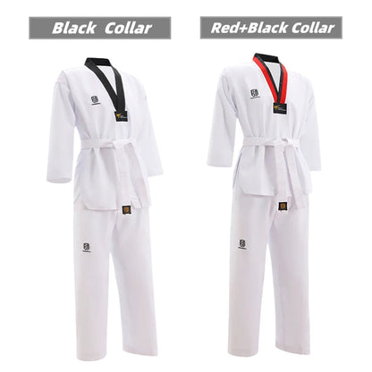 High Quality Black Stretch Dobok Breathable Karate Training Uniform Taekwondo Suits for Kids Adults Martial Arts Equipment