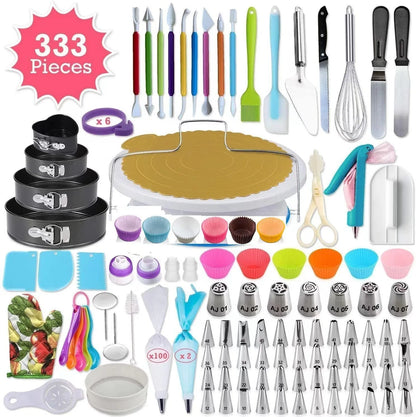 Kitchen Accessories Cake Decorating Supplies Turntable Tools Icing Nozzles Cake Decor Kit Baking Pastry Tools Silicone Spatula