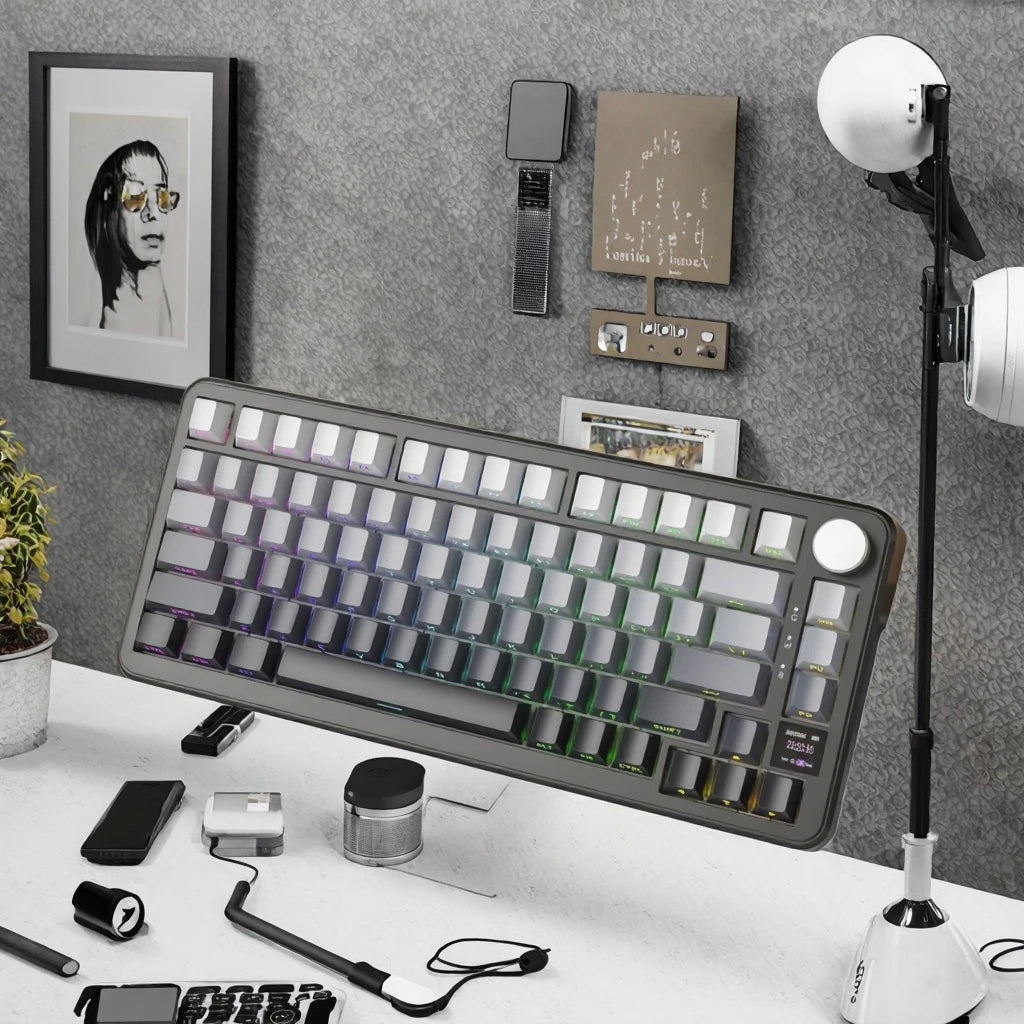 Attack Shark X85PRO RGB Backlight Gaming Mechanical Keyboard Gasket Structure with Hot Swap Alloy Knob English Display Screen