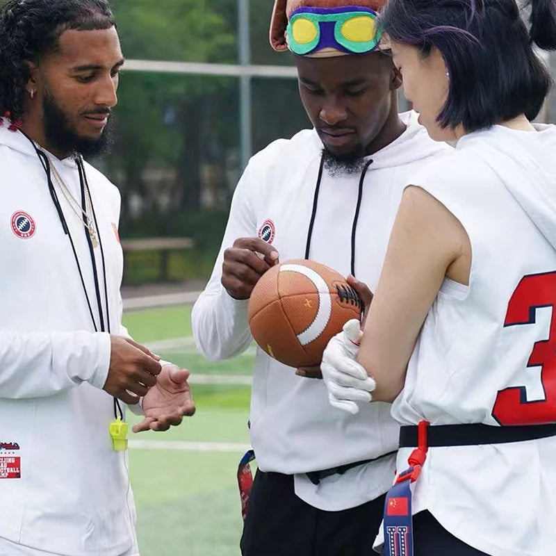 Xxbeast Foldable Portable Classic American Footballs Genuine No. 3 Butyl Bladder Wear-Resistant PU Flag Logo Style Non-Slip