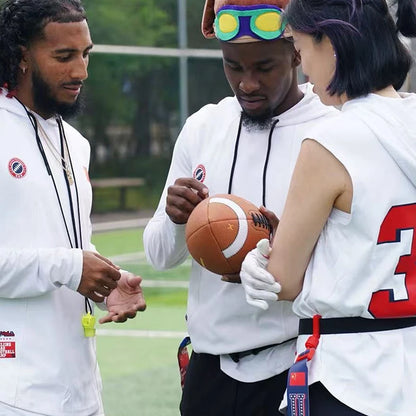 Xxbeast Foldable Portable Classic American Footballs Genuine No. 3 Butyl Bladder Wear-Resistant PU Flag Logo Style Non-Slip