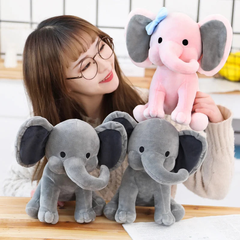 25cm Soft Plush Elephant Toy for Infants Newborn Baby Shower Stuffed Animals PP Cotton Filled for Boys and Girls