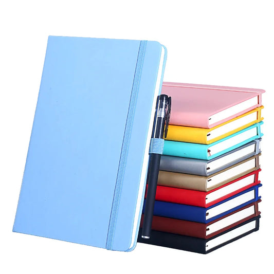 2025 A5 Size PU Leather Notebook with Customized Logo Hardcover Style Colorful Lined Pages Sewing Binding Journal Diary Notepad