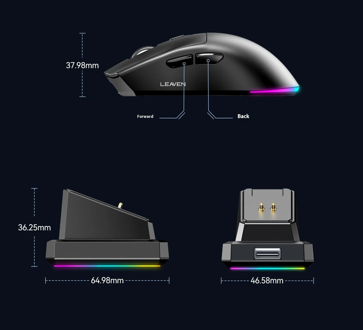 Hot Sale Lightweight Cross-Border Crack Gaming Mouse 2.4G Dual-Mode Charging Light Base for Office & Gaming