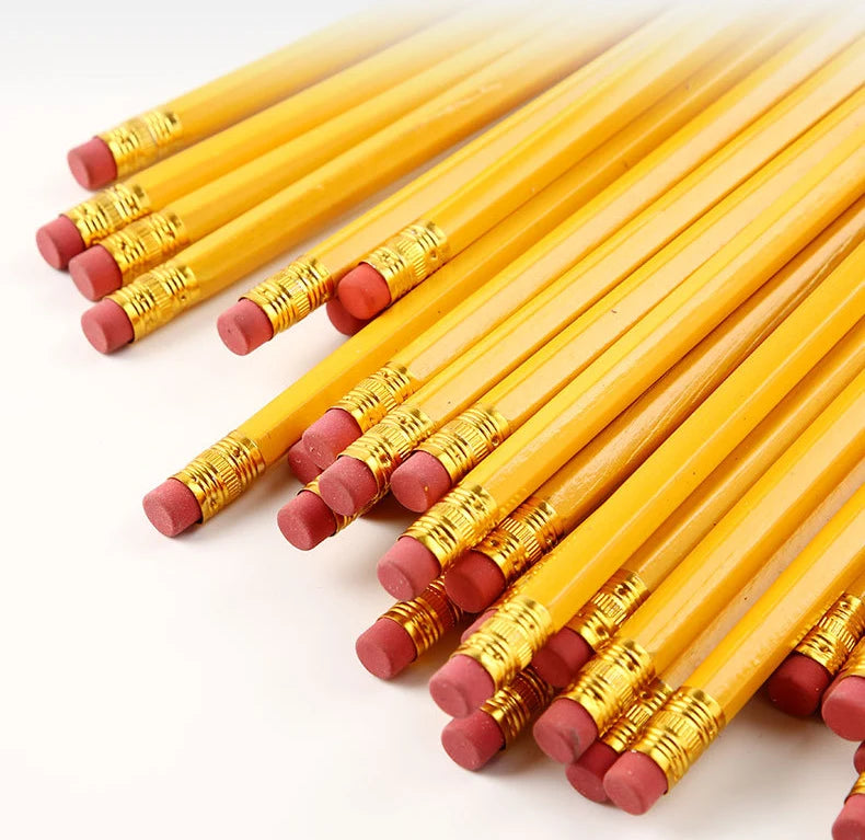 Poplar Wood Hexagonal Yellow HB Pencil With Eraser for Office and School Natural Wooden Pencil