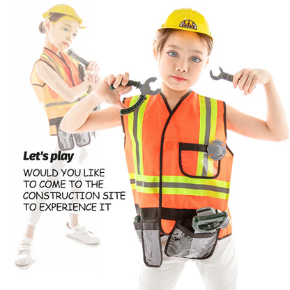 Construction Worker Costume Kids Role Play Dress up Set for 3 4 5 6 7 Years Toddlers Girls Boys Toys