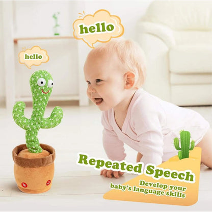 32cm Talking Cactus Plush Toy with LED Light, Voice Repeating Soft Stuffed Doll, PP Cotton Filled, Birthday Gift