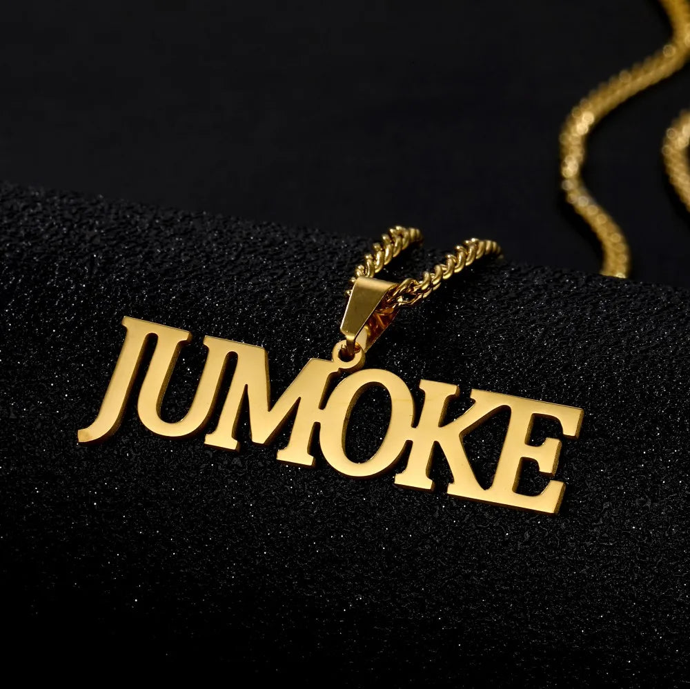 Customized Name Necklace Personalized Stainless Steel Gold Plated Nameplate Jewelry for Men Women Cuban Link Chain Necklaces