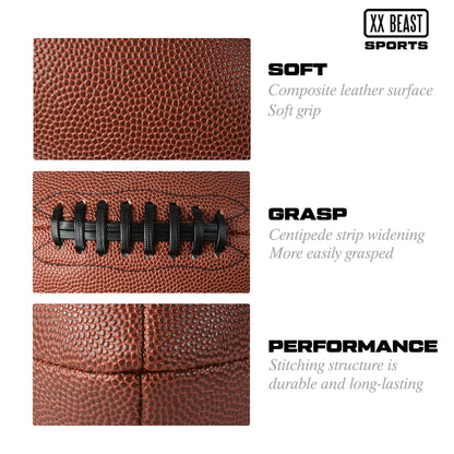 Xxbeast Foldable Portable Classic American Footballs Genuine No. 3 Butyl Bladder Wear-Resistant PU Flag Logo Style Non-Slip