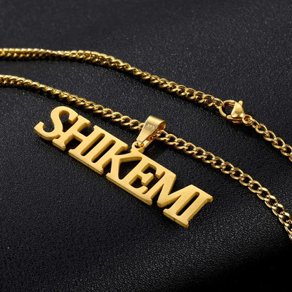 Customized Name Necklace Personalized Stainless Steel Gold Plated Nameplate Jewelry for Men Women Cuban Link Chain Necklaces
