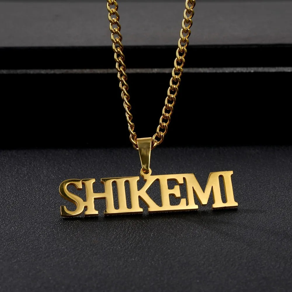 Customized Name Necklace Personalized Stainless Steel Gold Plated Nameplate Jewelry for Men Women Cuban Link Chain Necklaces