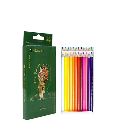 Maries Standard Colored Pencils Set-24 Colors Artist Grade-Wood Body Case Digital Printing Model 7524 Drawing Sketching