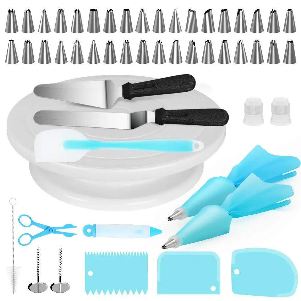 Kitchen Accessories Cake Decorating Supplies Turntable Tools Icing Nozzles Cake Decor Kit Baking Pastry Tools Silicone Spatula