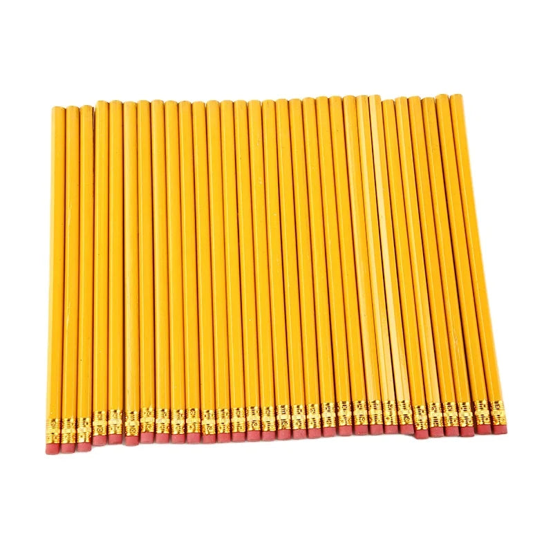 Poplar Wood Hexagonal Yellow HB Pencil With Eraser for Office and School Natural Wooden Pencil