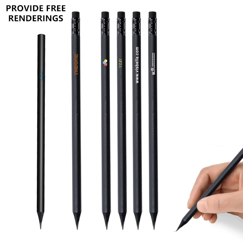 Premium 2B HB Pencils Black Wood School Pencils with Customizable Logo Set of Standard Pencils Including Free 3D Renderings