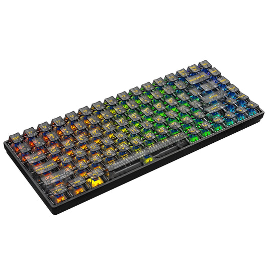 LEAVEN Wired RGB Full Key Conflict Free Black Transparent Mechanical Keyboard Hot Swappable Keycap Switch for Gaming