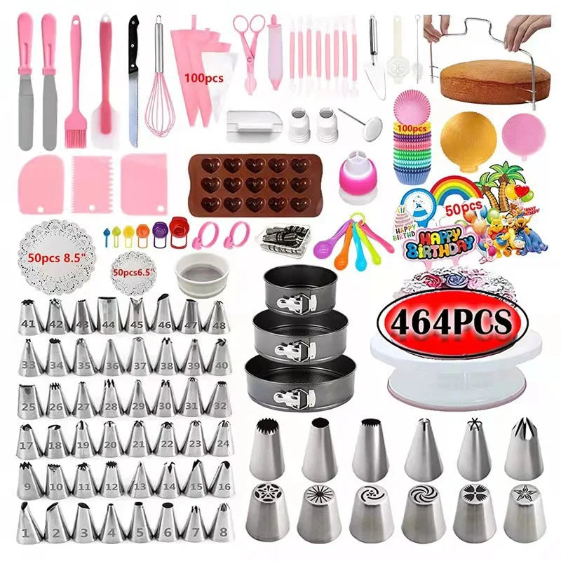 Kitchen Accessories Cake Decorating Supplies Turntable Tools Icing Nozzles Cake Decor Kit Baking Pastry Tools Silicone Spatula