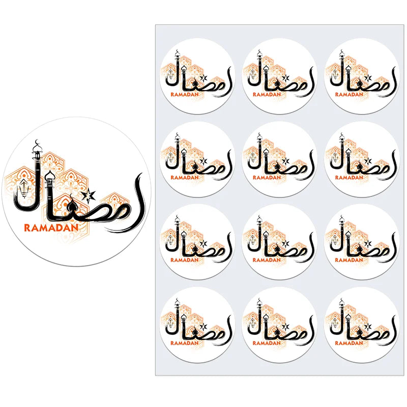 3.5/4.5cm Ramadan Mubarak Decorative Stickers Ramadan Kareem Muslim Religion Festival Holidays Greeting Card Decor
