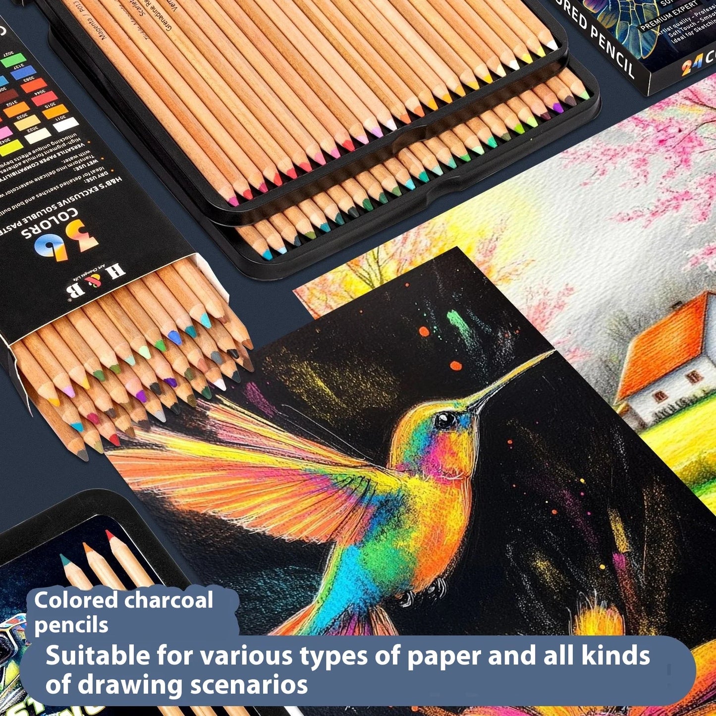 Professional 72-Ton Graffiti Color Pen Toner New Paper Students' Suitable Charcoal Pencil for Art Coloring Painting Drawing
