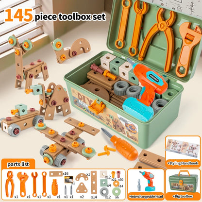 Kids DIY Play House Toolbox Toy Set Simulation Assembly Disassembly Electric Toy Screw Drill Repair Tool Educational Puzzle Toy
