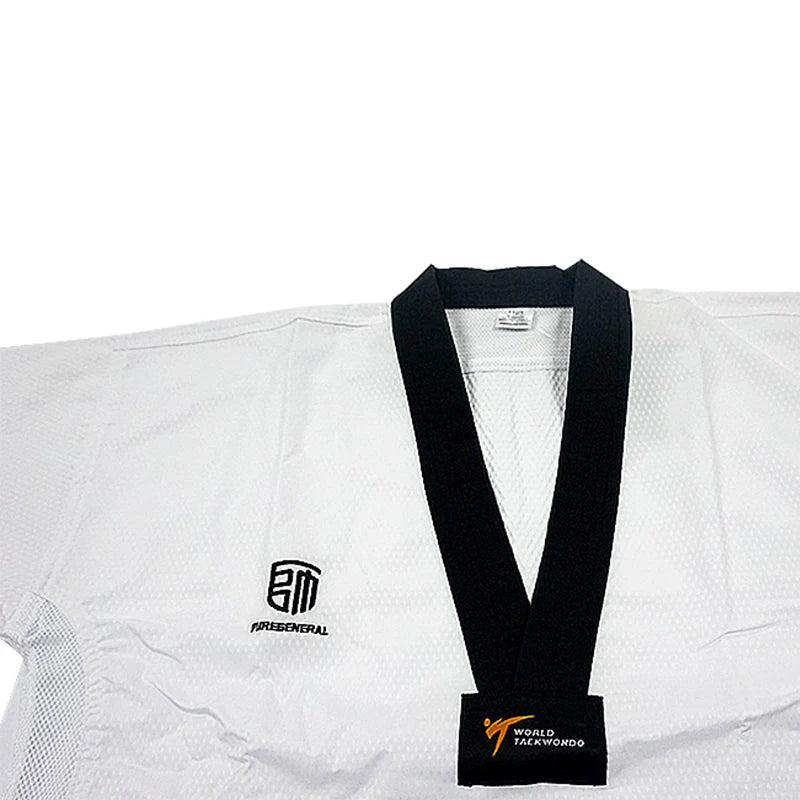 High Quality Black Stretch Dobok Breathable Karate Training Uniform Taekwondo Suits for Kids Adults Martial Arts Equipment