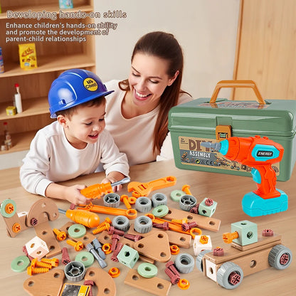 Kids DIY Play House Toolbox Toy Set Simulation Assembly Disassembly Electric Toy Screw Drill Repair Tool Educational Puzzle Toy