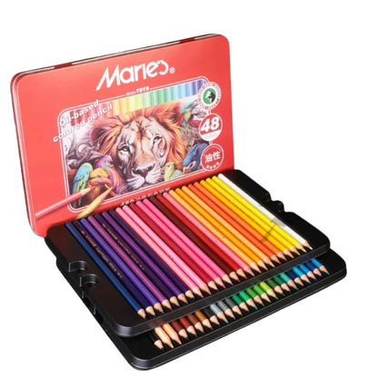 Maries Standard Colored Pencils Set-24 Colors Artist Grade-Wood Body Case Digital Printing Model 7524 Drawing Sketching
