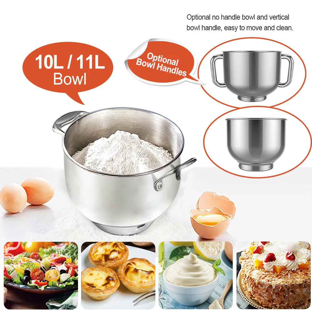 Ready to Ship 2000W 11-liter Household Electric Stand Mixer Kitchen Food Processor Bread and Cake Dough Double Hook Mixer