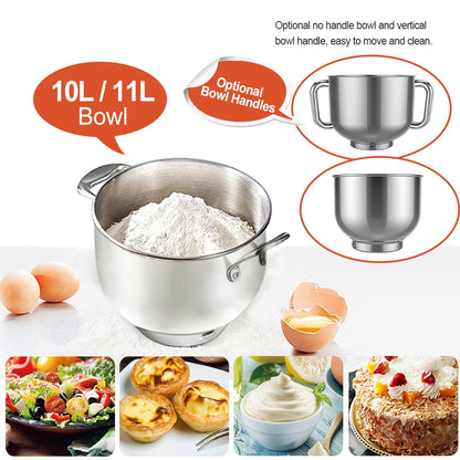 Ready to Ship 2000W 11-liter Household Electric Stand Mixer Kitchen Food Processor Bread and Cake Dough Double Hook Mixer