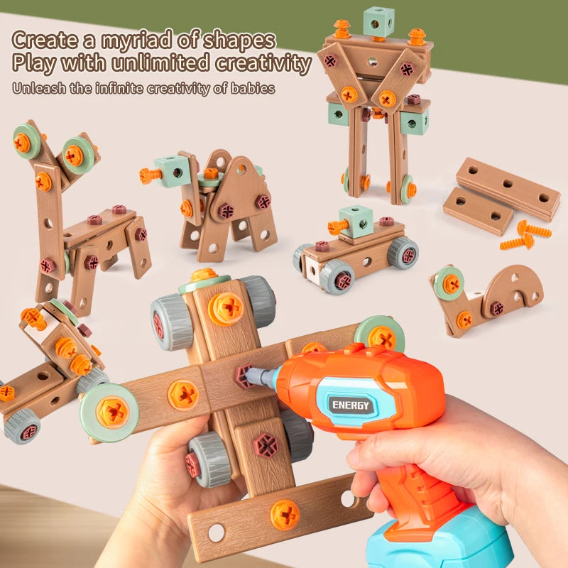 Kids DIY Play House Toolbox Toy Set Simulation Assembly Disassembly Electric Toy Screw Drill Repair Tool Educational Puzzle Toy