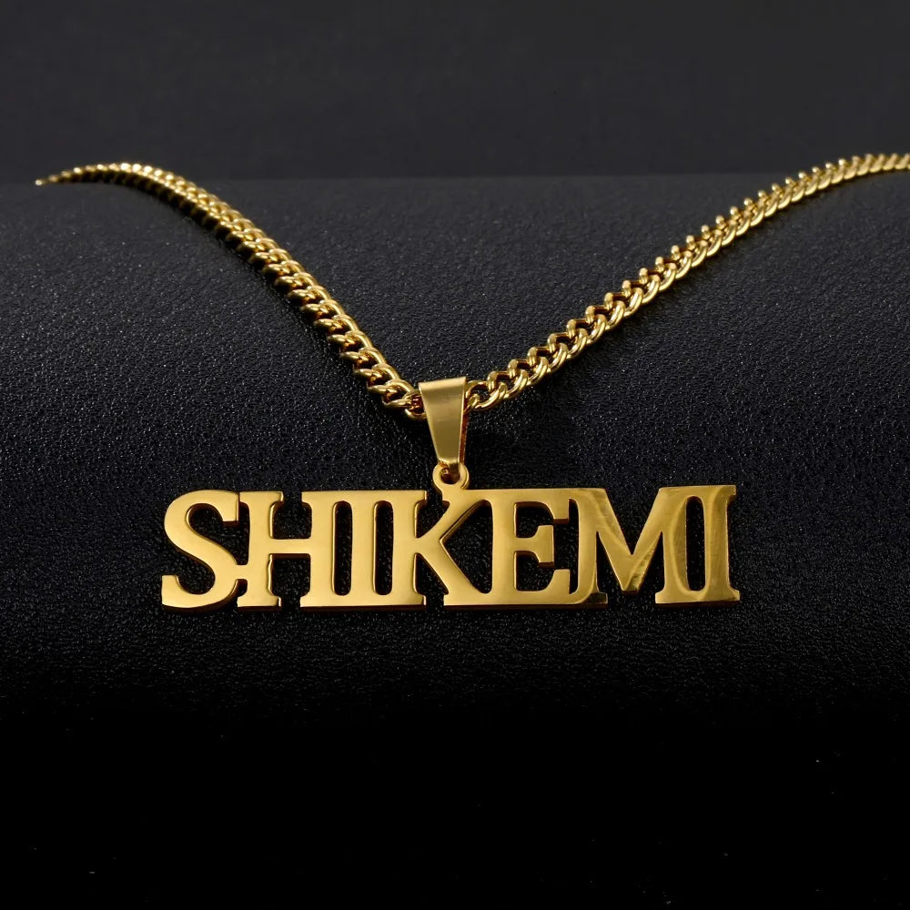 Customized Name Necklace Personalized Stainless Steel Gold Plated Nameplate Jewelry for Men Women Cuban Link Chain Necklaces