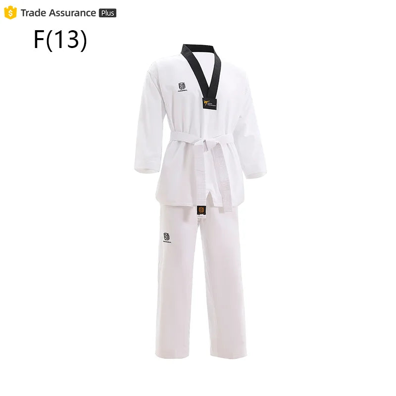 High Quality Black Stretch Dobok Breathable Karate Training Uniform Taekwondo Suits for Kids Adults Martial Arts Equipment