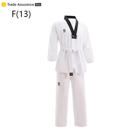 High Quality Black Stretch Dobok Breathable Karate Training Uniform Taekwondo Suits for Kids Adults Martial Arts Equipment