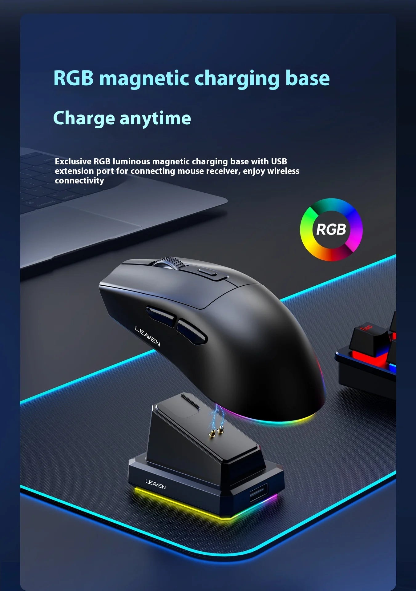 Hot Sale Lightweight Cross-Border Crack Gaming Mouse 2.4G Dual-Mode Charging Light Base for Office & Gaming