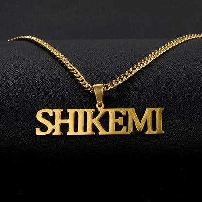 Customized Name Necklace Personalized Stainless Steel Gold Plated Nameplate Jewelry for Men Women Cuban Link Chain Necklaces