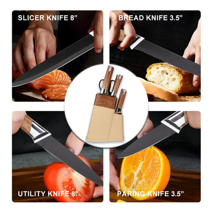 Wholesale 13-Piece Stainless Steel Chef Knife Set Super Sharp Nonstick Coated  Kitchen Knives with Universal Knife Block