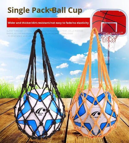 Bold Single Acrylic Net Bag for Football Volleyball Basketball Black/Orange Printed Logo Ball Pocket Long-term Spot General Use