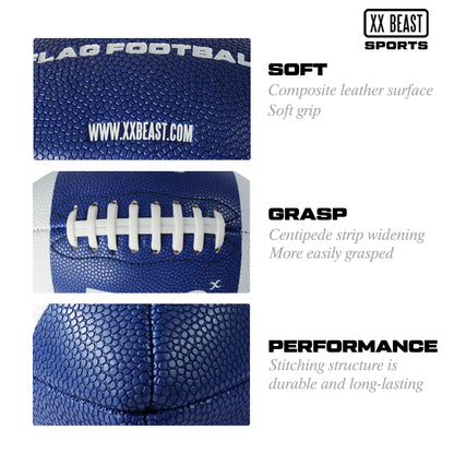 Xxbeast Foldable Portable Classic American Footballs Genuine No. 3 Butyl Bladder Wear-Resistant PU Flag Logo Style Non-Slip