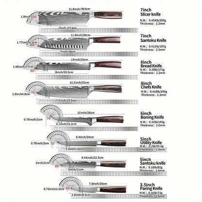 IOKO Chef Slicing Sushi Steak Santoku Knife Pakka Wood Handle Japanese Style Kitchen Knife Set