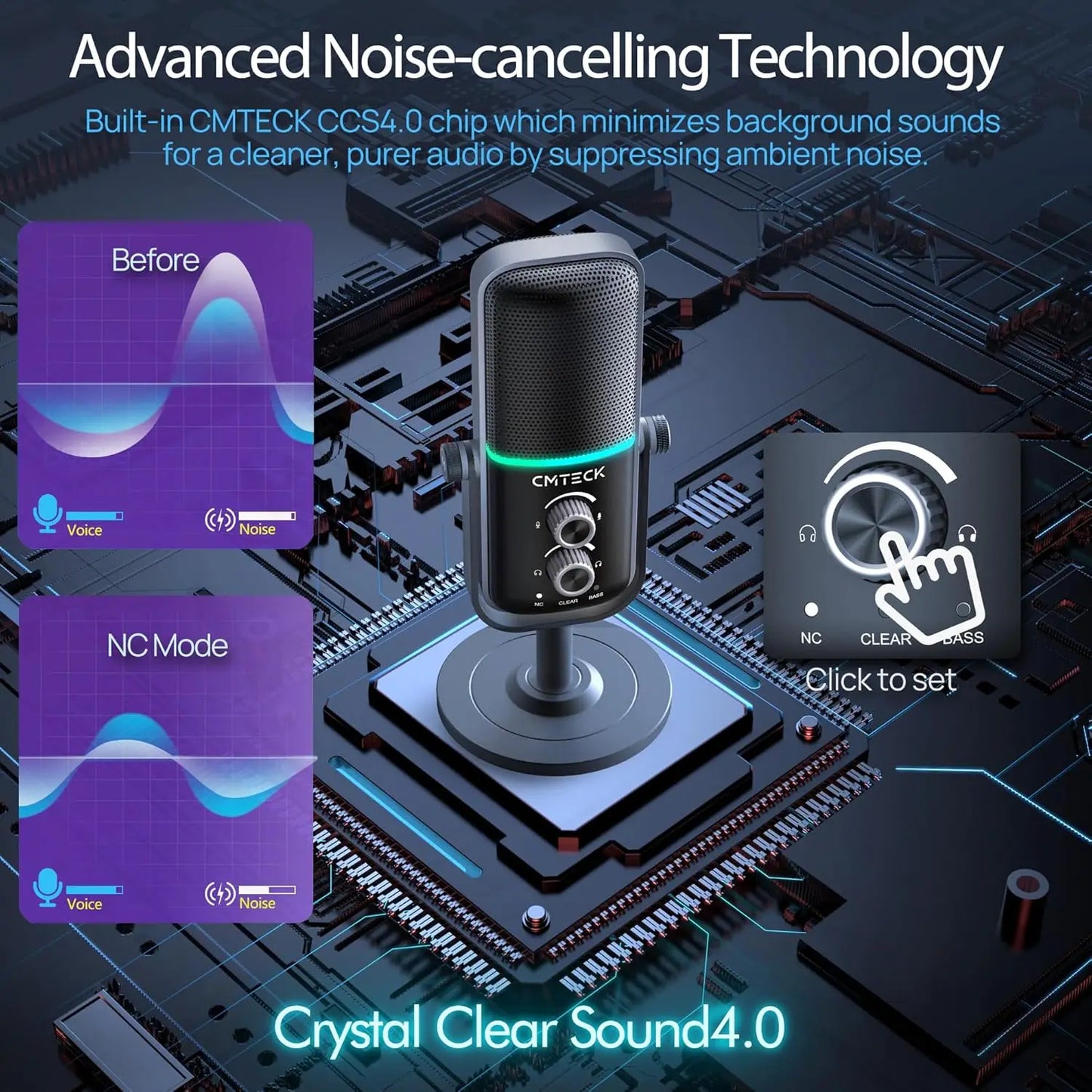 CMTECK XM600 Computer Omnidirectional Microphone Desktop RGB Condenser Microfono Microfone PC Gaming Mic for Podcasting Gaming