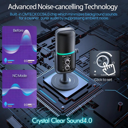 CMTECK XM600 Computer Omnidirectional Microphone Desktop RGB Condenser Microfono Microfone PC Gaming Mic for Podcasting Gaming